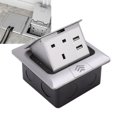 thumbnail image 4 of Aluminum Alloy Panel Embedded Power Socket with Dual 2.1A USB Ports & 2 Standard Outlets, PC Flame-Retardant Bottom Box, Waterproof Sealing Design - Ideal for Home, Office, Hotel, Mall, 4S Store, 4 of 7