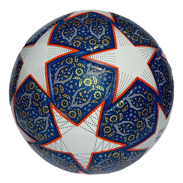 Balón Fútbol Soccer #4 Termosellado PU Resistente Entrenamiento Juego Estrellas Azul Blanco
