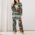 thumbnail image 2 of Pajama Sets for Women 2 Pcs, Desert Monkeys Drive Button Down Long Sleeve Sleepwear Lounge PJ Sets, 2 of 6