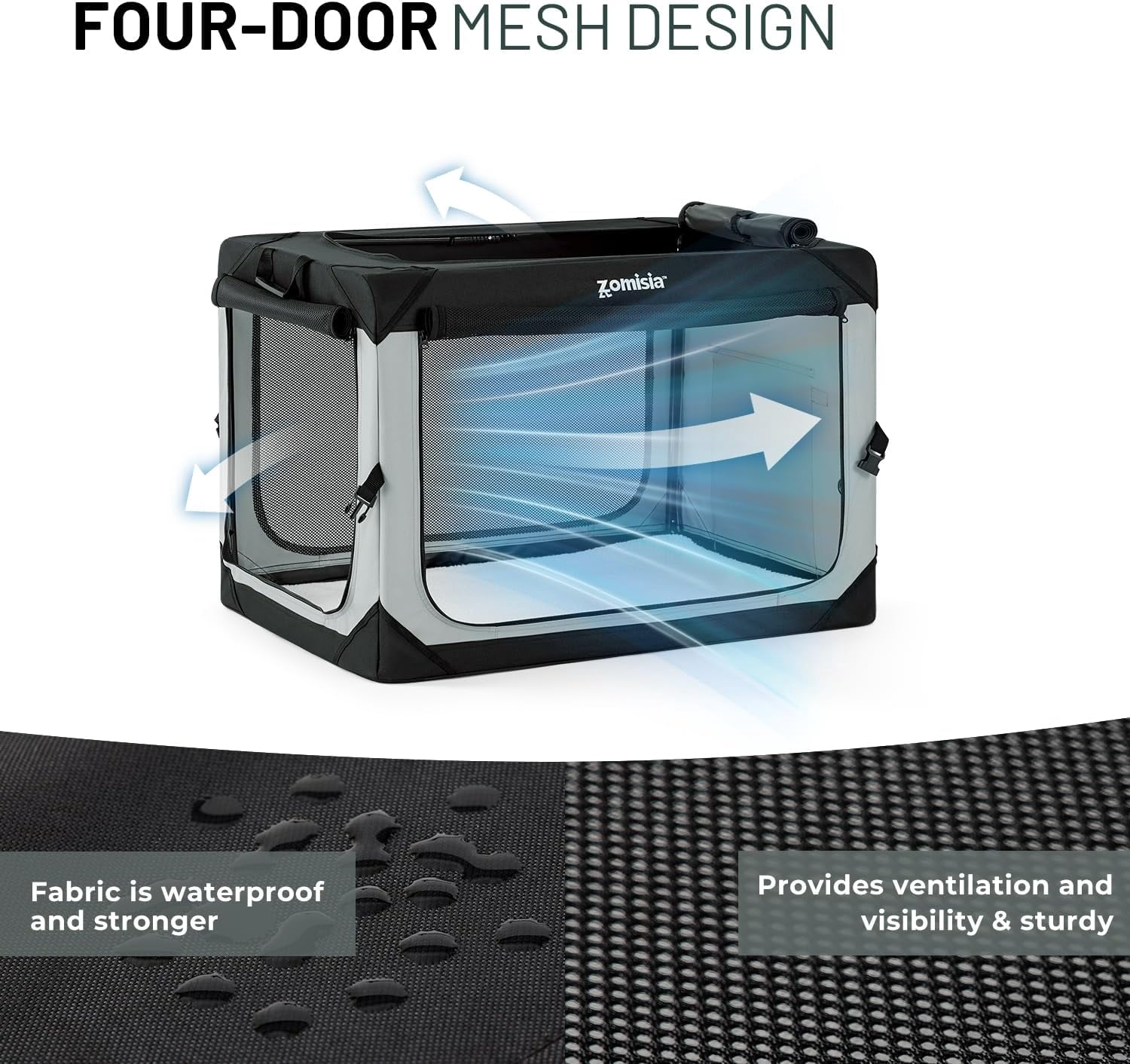 Collapsible Dog Crate for Medium Dogs - 30 Inch Portable Soft Sided Kennel with Mesh Windows, Foldable Travel  for Indoor Outdoor