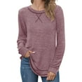 thumbnail image 4 of Fantaslook Lightweight Sweatshirts for Women Long Sleeve Crew Neck Tops Casual Curved Hem Shirts, 4 of 7