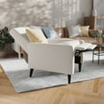 thumbnail image 3 of BizChair Mid-Century Modern Fabric Upholstered Button Tufted Pushback Recliner in Cream for Residential & Commercial Use, 3 of 12