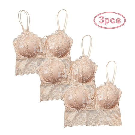 

3PCS Ladies Lace Strapless Underwear Strapless Padded Back Large Size Note Please Buy One Size Larger