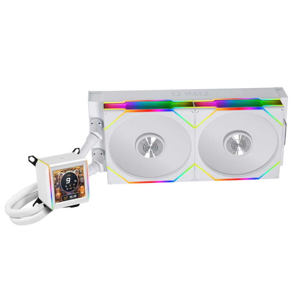 Lian Li GA2ALCD28TLW 280mm AIO Liquid CPU Cooler 2 x 140mm RGB Fans 2.88" IPS LCD White