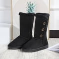 thumbnail image 3 of Women Snow Boots Winter Mid-calf Boots Warm Cotton Shoes Cold Fashion Solid Color Button Ladies Brown Long Boots Plus Size 42 (Brown,38), 3 of 9