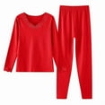 thumbnail image 4 of Sakmal Cotton Women Thermal Underwear Set Plus Size Long Johns Top & Bottom Warm Red Ladies Base Layer Sizes M-3XL, 4 of 4