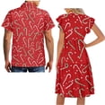thumbnail image 5 of Uorisanigo Candy Canes Couples Matching OutfitsChristmas Men's Short Sleeve Shirt Size 2XS Fashion Hawaiian Tops Workwear and Womens V-neck Midi Casual Dress Summer Dresses, 5 of 7