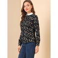 thumbnail image 4 of Unique Bargains Chemisier à Imprimé Floral pour Femmes Col Contrasté Blouse de Travail à Manches Longues à Patte Complète, 4 of 6