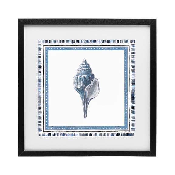 Stupell Industries Coastal Soft Blue Conch Shell Black Framed Print Under Glass, 13 x 13, by Lanie Loreth