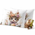 thumbnail image 3 of Easter Decorative Throw Pillow Covers 12x20 Inch Set of 2 Cute Cat Home Decor Pillow Cases for Couch, Easter Egg Flower Cushion Case for Living Room Bedroom Bed Car Chair, 3 of 9