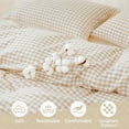 thumbnail image 3 of JOLUSERE 3-Piece Soft Breathable Gingham Duvet Cover King Set，Beige White Plaid Checkered Bedding Cover, 3 of 8
