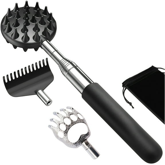 Telescoping Back Scratcher with 4 Detachable Heads Great Gift for Dad