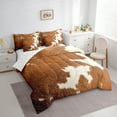 thumbnail image 3 of Manfei Cattle Hide 7 Pieces Bedding Comforter Set,Rustic Farm Animal Full Bedding Set,Brown Beige Fitted Sheet Flat Sheet For Teens,Super Cozy Room Decor, 3 of 8