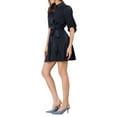 thumbnail image 4 of Allegra K Women's Half Sleeve Solid Pleated Waist Belted Button Down Shirt Dress, 4 of 6
