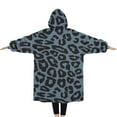 thumbnail image 2 of Oversized Wearable Blanket Hoodie,Black Leopard Pattern Sherpa Blanket Hoodie with Super Pockets,Super Warm Fuzzy Pullover for Women & Men, 2 of 6
