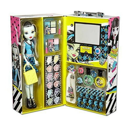 Fashion Doll Case with Frankie Stein, Eye shadow, shimmer cream, lip gloss, and more By Monster High Ship from US