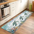 thumbnail image 3 of Summer Ocean Turtle Washable Runner Rugs 2'x6', Nautical Colorful Sea Fish Octopus Coral Wood Grain Low Pile Throw Entryway Rug Non-Slip Sturdy Edge Binding Carpet for Indoor Bedside Entrance Bedside, 3 of 9
