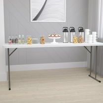 Emma   Oliver 6-Foot Rectangular White Plastic Folding Table with Locking Legs for Training or Seminars