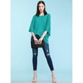 thumbnail image 5 of Made by Johnny Womens V-Neck Square Sleeves Oversized Loose Fit Top XXXL JADE, 5 of 6