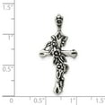 thumbnail image 2 of 925 Sterling Silver Solid Polished Oxidized Flowered Religious Faith Cross Pendant Necklace 34x16mm Wide Pendant for Wom, 2 of 2