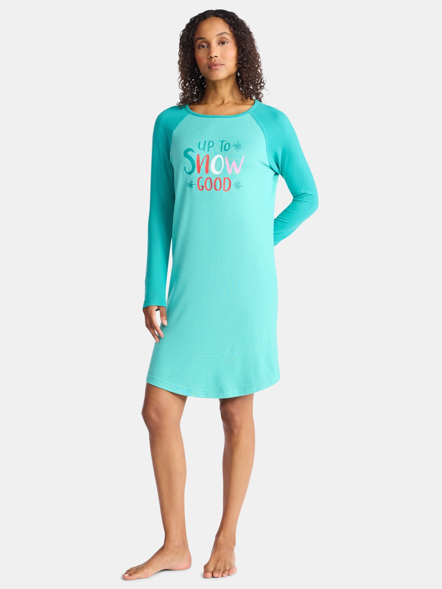 Lissome Women’s and Women’s Plus Ultra Soft Holiday Long Sleeve Printed Sleepshirt, 2-pack, Sizes S-4X