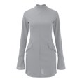 thumbnail image 4 of Ruyang Jumper Dresses Women Summer Knitted Dress Ladies Sweater Round Neck Turtleneck Tunic Dress Womens Wrap Waist Casual Dress, 4 of 4