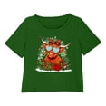 thumbnail image 4 of REORIAFEE Womens 3 Piece Lounge Set Christmas Pajama Short Sleeve Top and Shorts Santa Graphic Soft Sleepwear Green XS-2XL, 4 of 7