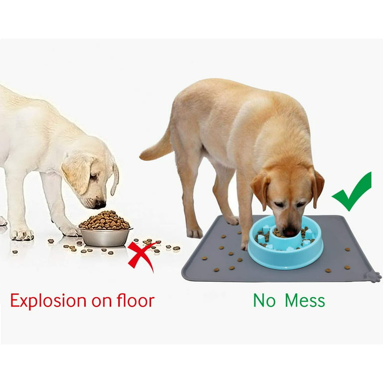 HOWWFALY Semi Enclosed Anti Spill Cat Dog Feeding Mat,Pet Mat for Food and  Water, PU Leather Waterproof & Oil Resistant Pet Bowl Placemat-Protect