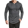 thumbnail image 2 of QUINDOS Light Sweatshirts for Men Cotton Solid Color Button Mens Hoodies Pullover Lightweight Long Sleeve Casual Tunic Cotton Pullover Tops, 2 of 9