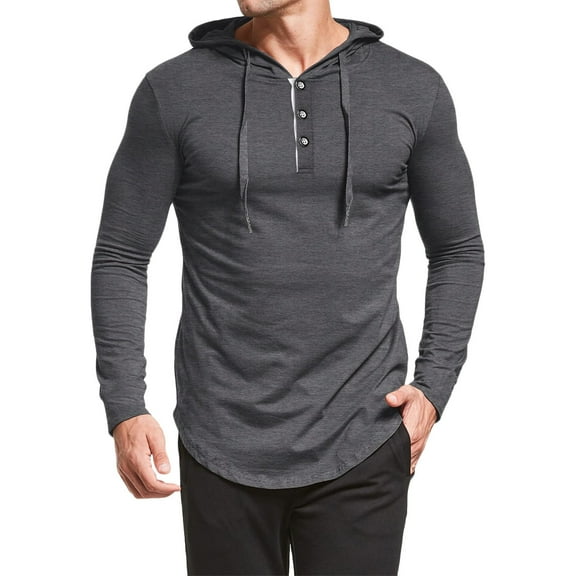 Fesfesfes Hoodie Tops for Men Men Casual Solid Pullover Hooded Long Sleeve Sports Fitness Bottoming Shirt Top Sweater On Sale