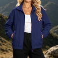 thumbnail image 2 of Women's Windbreaker Jackets without Hood Full Zip Stand Lapel Collar Windproof Waterproof Nylon Fall Coat (L, Navy), 2 of 7