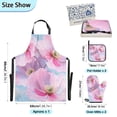 thumbnail image 3 of Watercolor Pink Flowers Apron Set with Oven Mitts Pot Holders Set of 5 Kitchen Stuff Accessories, 3 of 6
