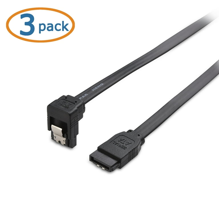 Cable Matters 3-Pack 90 Degree Right Angle SATA III 6.0 Gbps SATA Cable (SATA  3 Cable) Black, 18 Inches 