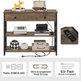 thumbnail image 4 of Topeakmart Vintage Wooden Console Table with Power Outlet for Home Living Room, Taupe Wood, 4 of 7