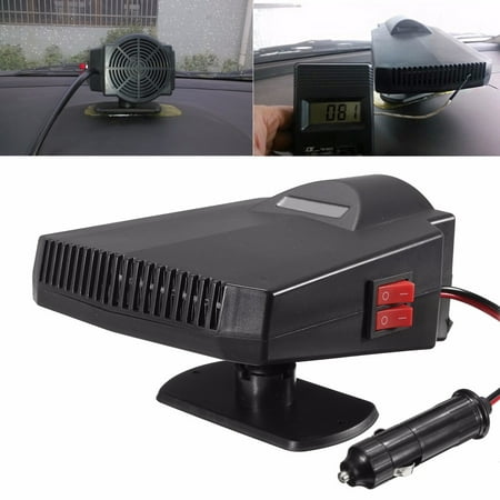 2 in 1 200W 15A Portable Combo Electric PTC Ceramic Heater Cooling Fan Defroster Defogger with 2 Modes Adjustable Thermostat Overheat Protection Cigarette Plug Fast (Best Plug In Electric Heater)