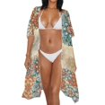 thumbnail image 3 of HELLHERO Rooster & Floral Mandala Bathing Suit Cover Up Loose Fit Polyester Quick Dry Long Kimono Swimsuit Cover Up, 3 of 6
