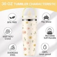 thumbnail image 2 of Ochapa Daisy 30oz Tumbler Stainless Steel With Handle Flip Straw, Leakproof Travel Mug iced Coffee Cup, Birthday Mothers Day Christmas Gifts For Women Friends Girls Flower Lovers, 2 of 6