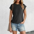 thumbnail image 2 of Womens Tops Women's Summer Short Sleeved T Shirt Solid Color Covered Sleeve Top, 2 of 5