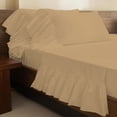 thumbnail image 2 of 4 Piece Corner Ruffle Sheet Set, 6" Inch Corner Ruffle On Flat Sheet And Pillowcases, 18 Inch Deep Pocket, 100% Egyptian Cotton, 800 TC, Olympic Queen Size, Solid Taupe, 2 of 6