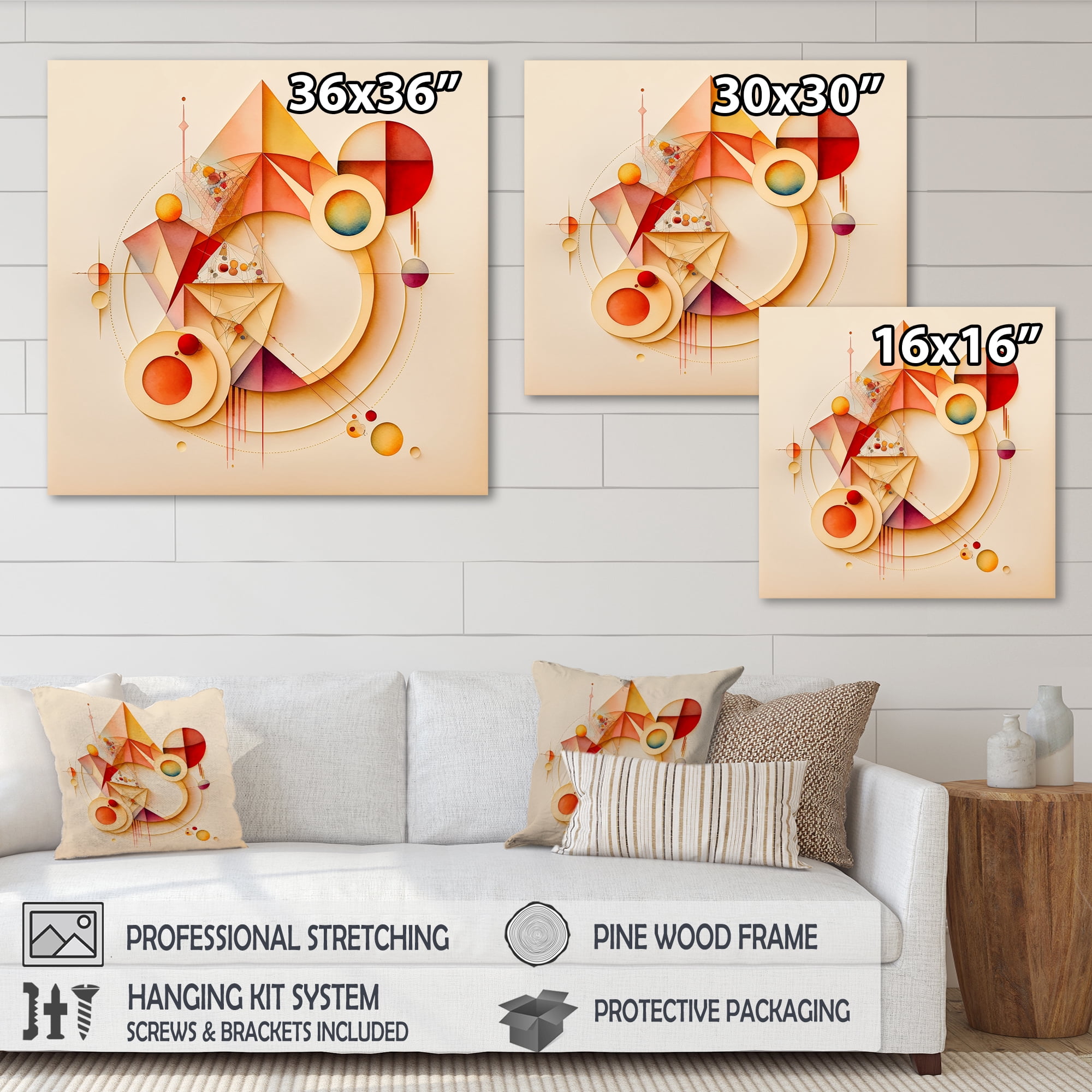 Designart Orange And Yellow Geometric Abstract II Canvas Wall Art
