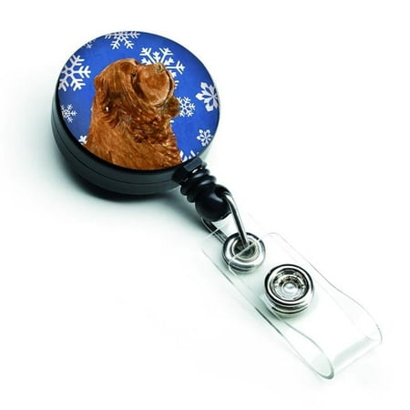 Sussex Spaniel Winter Snowflakes Holiday Retractable Badge Reel