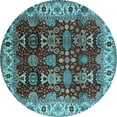 thumbnail image 1 of Ahgly Company Indoor Round Oriental Light Blue Traditional Area Rugs, 5' Round, 1 of 4