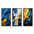 thumbnail image 2 of Designart "Ukrainian Dreamscapes Abstract in Blue and Yellow I" Abstract Painting Framed Wall Art Set Of 3 - Gold Modern Frame Canvas Set For Living Room Decor, 2 of 6