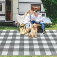 thumbnail image 6 of Haperlare 9'x18' Waterproof Outdoor Rug Plastic Straw Rug, Modern Plaid Reversible Camping Carpet Picnic Mat Geometric Outside Rug for Patio, Backyard, Balcony, Gray and White, 6 of 9