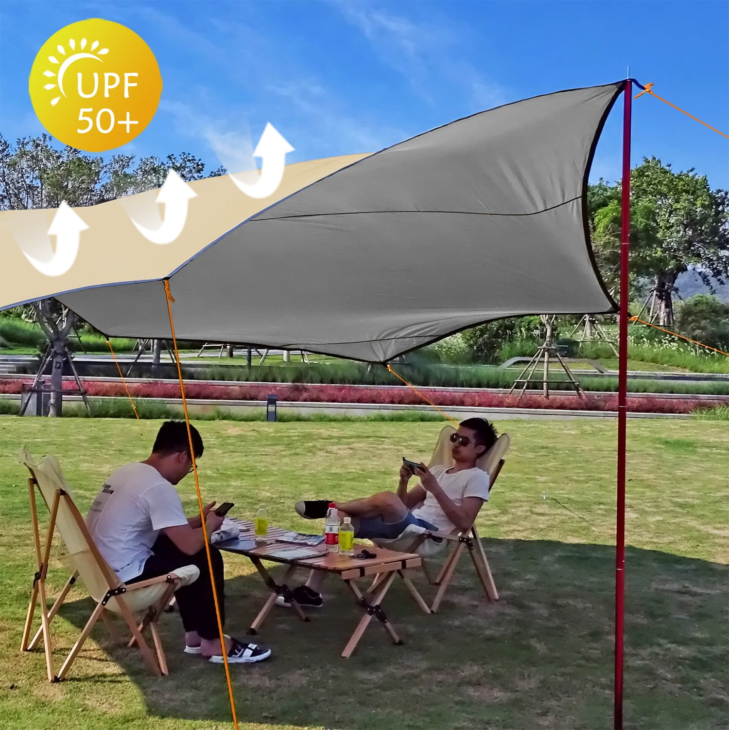 16x16ft Large Waterproof Camping Tarp, Sunscreen Protector
