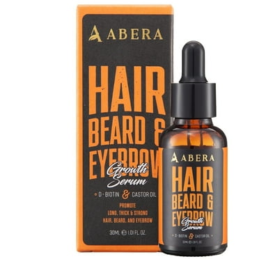 Abera Men’s Hair & Beard Growth Serum with Biotin & Castor Oil, Anti Hair Loss Treatment, 1 fl oz