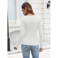 thumbnail image 5 of Zeagoo Women's Sping Fall Basic T-Shirt Long Sleeves Henley Ribbed Knit Shirt Slim Fitted Casual Tops, 5 of 8