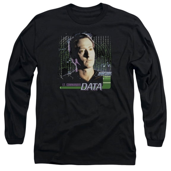 Star Trek Data Long Sleeve Adult 18/1 T-Shirt Black
