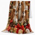 thumbnail image 2 of Cavalier Charles Spaniels Christmas Scene, Festive Pet Portrait Pattern, Warm Flannel Blanket for Living Room and Bedroom, Dog Lovers person's Day Gift, Pet Lover Home Decor, 2 of 9