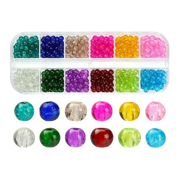 Glass 1 box 540pcs 12 colors Spray Painted Crackle Glass Beads Strands Round Mixed color 4mm Hole: 1.1~1.3mm 45pcs/color